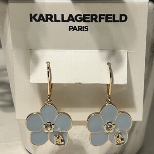 Karl Lagerfeld Light Blue Floral Earrings